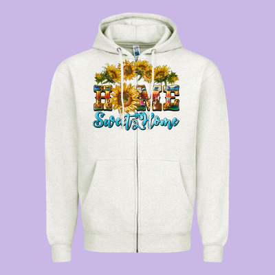 Home Sweet Home Sunflower Zipper Hoodie Designed By Barkaloodesign