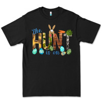 Black The hunt is on with eggs Easter Day Premium Tee - HowdyJamesFarm