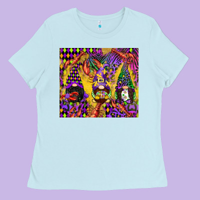 Mardi Gras Gnome Ladies Tee Designed By Cowgirlartshop
