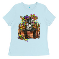 Baby Blue mardi gras goat Ladies Tee - CowGirlArtShop
