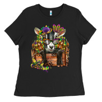 Black mardi gras goat Ladies Tee - CowGirlArtShop