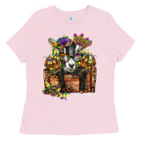 Bubblegum Pink mardi gras goat Ladies Tee - CowGirlArtShop