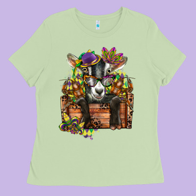 Mardi Gras Goat Ladies Tee Designed By Cowgirlartshop