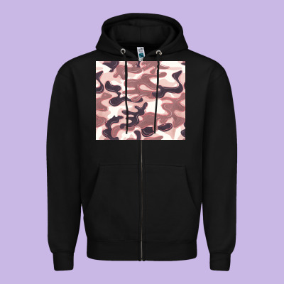 Milky Camouflage Zipper Hoodie Designed By Barkaloodesign