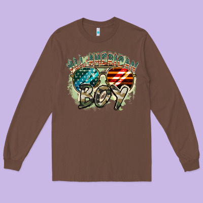 All American Boy 4th Of July Long Sleeve Tee Designed By Fadigitalartstudio
