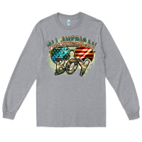 Heather Grey All American boy 4th of july Long Sleeve Tee - FaDigitalArtStudio
