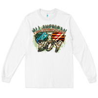 White All American boy 4th of july Long Sleeve Tee - FaDigitalArtStudio