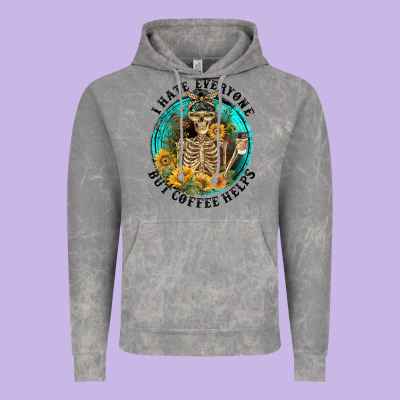 I Hate Everyone But Coffee Helps Vintage Hoodie Designed By Fadigitalartstudio