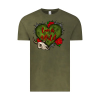 Vintage Olive love is wild with bullskull olivia Vintage Tee - OliviaCreatesArt