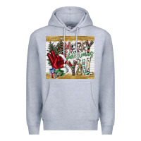 Heather Grey merry christmas y'all Premium Hoodie - CowhideDigitalArt