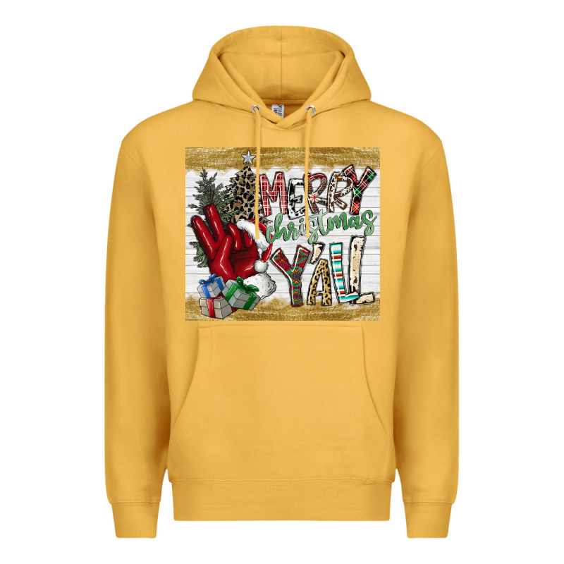 Merry Christmas Y'all Premium Hoodie by CowhideDigitalArt | Teevron