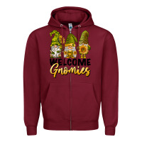 Burgundy welcome gnomies sunflowers Zipper Hoodie - BarkalooDesign