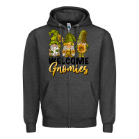 Charcoal Heather welcome gnomies sunflowers Zipper Hoodie - BarkalooDesign