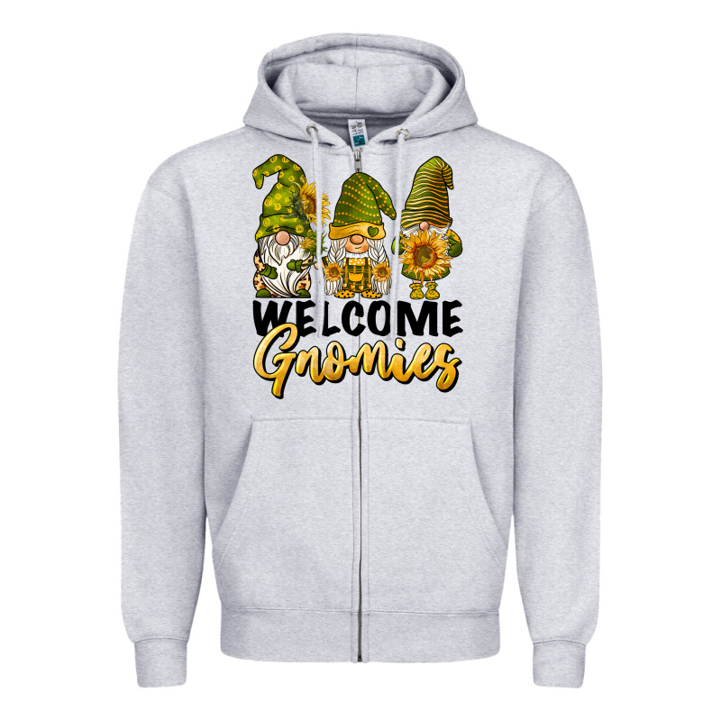 Welcome Gnomies Sunflowers Zipper Hoodie by BarkalooDesign | Teevron