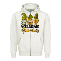 Oatmeal Heather welcome gnomies sunflowers Zipper Hoodie - BarkalooDesign