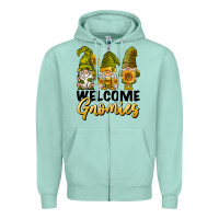 Seafoam welcome gnomies sunflowers Zipper Hoodie - BarkalooDesign