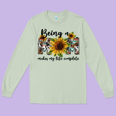Being A Mom Makes My Life Complete Mother's Day Long Sleeve Tee Designed By Fadigitalartstudio