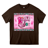 Chocolate Brown Give Cancer the boot Heavy Core Tee - NancyCooperArtShop