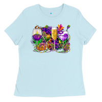 Baby Blue mardi gras wine glasses cowgirl Ladies Tee - CowGirlArtShop