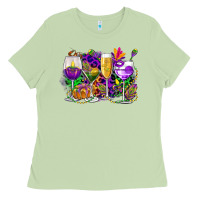 Matcha mardi gras wine glasses cowgirl Ladies Tee - CowGirlArtShop