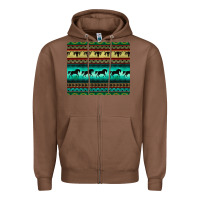 Chestnut turquoise horse and bullskull aztec  pattern Zipper Hoodie - BarkalooDesign