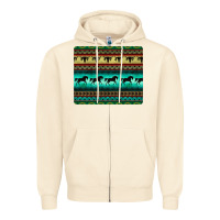 Sandshell turquoise horse and bullskull aztec  pattern Zipper Hoodie - BarkalooDesign