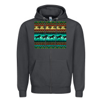 Smoke turquoise horse and bullskull aztec  pattern Zipper Hoodie - BarkalooDesign