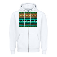 White turquoise horse and bullskull aztec  pattern Zipper Hoodie - BarkalooDesign