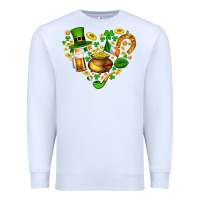White St Patricks heart Premium Sweatshirt - AdoDesignShop