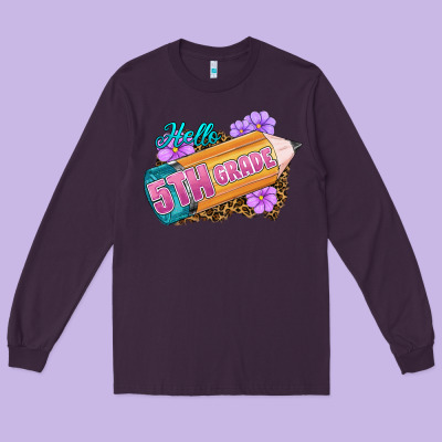 Hello 5th Grade Long Sleeve Tee Designed By Ranaportraitstore