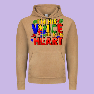 I'm His Voice He Is My Heart Vintage Hoodie Designed By Fadigitalartstudio