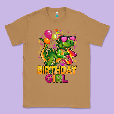 3rd Birthday Girl T Rex Pink Classic Tee Designed By Cowgirlartshop