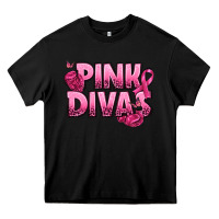 Black Pink Divas Breast Cancer Heavy Core Tee - NancyCooperArtShop