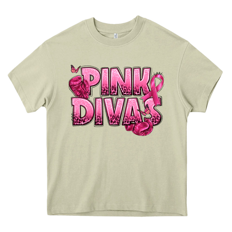 Pink Divas Breast Cancer Heavy Core Tee by NancyCooperArtShop | Teevron