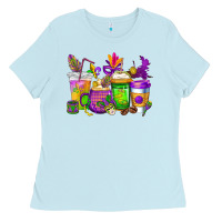 Baby Blue mardi gras coffee cups cowgirl Ladies Tee - CowGirlArtShop