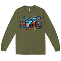 Army Green American mama 4th of july Long Sleeve Tee - FaDigitalArtStudio