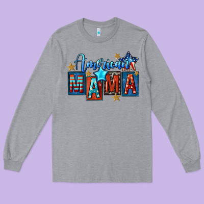 American Mama 4th Of July Long Sleeve Tee Designed By Fadigitalartstudio
