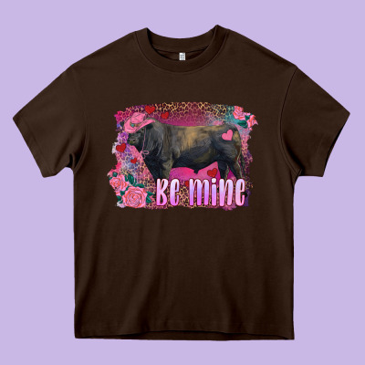 Be Mine Black Angus Bull Heavy Core Tee Designed By Ranaportraitstore
