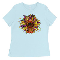 Baby Blue mardi gras sunflower Ladies Tee - CowGirlArtShop