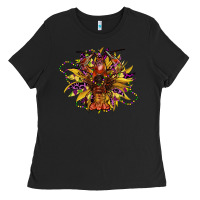 Black mardi gras sunflower Ladies Tee - CowGirlArtShop