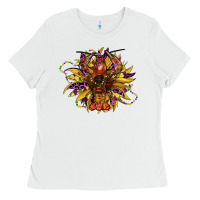 White mardi gras sunflower Ladies Tee - CowGirlArtShop