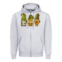 Heather Grey sunflower gnomies Zipper Hoodie - BarkalooDesign