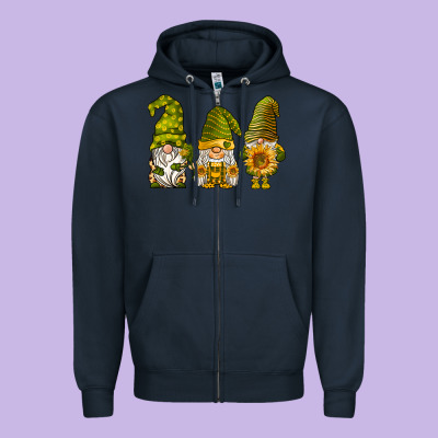 Sunflower Gnomies Zipper Hoodie Designed By Barkaloodesign