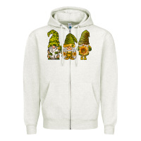 Oatmeal Heather sunflower gnomies Zipper Hoodie - BarkalooDesign