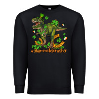 Black shamrockscrusher t rex and horseshoe Premium Sweatshirt - AdoDesignShop
