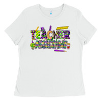 White mardi gras teacher assistant Ladies Tee - CowGirlArtShop