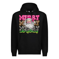 Black merry merry merry christmas Premium Hoodie - CowhideDigitalArt