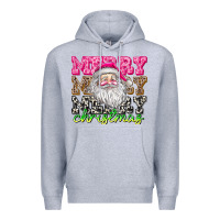 Heather Grey merry merry merry christmas Premium Hoodie - CowhideDigitalArt