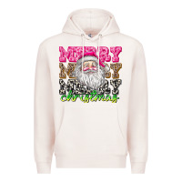 Pale Pink merry merry merry christmas Premium Hoodie - CowhideDigitalArt