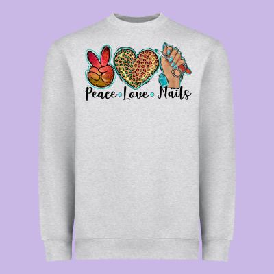 Peace Love Nails Heavyweight Sweatshirt Designed By Barkaloodesign